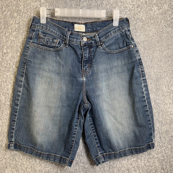 Levi's Pants - Levis 512 Shorts Womens 8 Blue Denim Perfectly Slimming Jean Bermuda Pocket Flap
